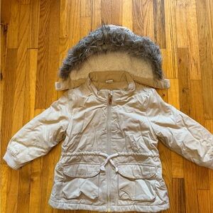 H & M iBeige Hooded Jacket with Faux Fur Trim